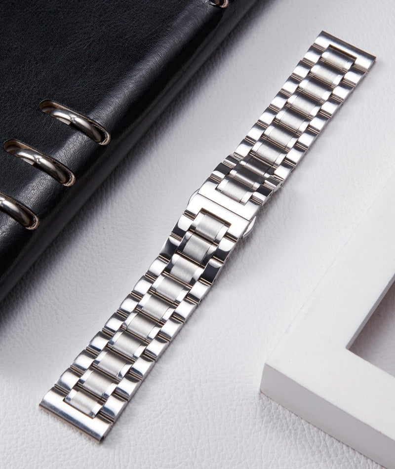 BINLUN Stainless Steel Watch Bands Quick Release 12mm-24mm Universal Metal Replacement Watch Straps SmartWatch Bracelets Links Straight & Curved Ends Men Women 6 Colors(Silver,21mm) - Image 2